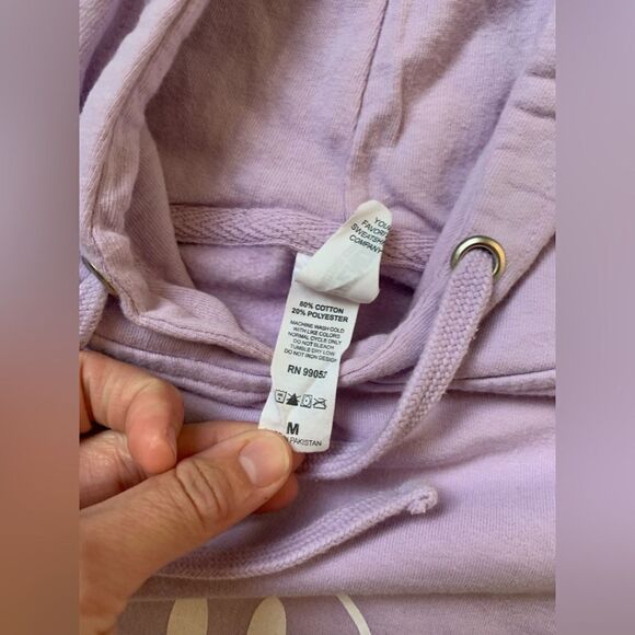 I Love Jesus Hoodie Sweatshirt Lilac Purple White Size M - Picture 8 of 9